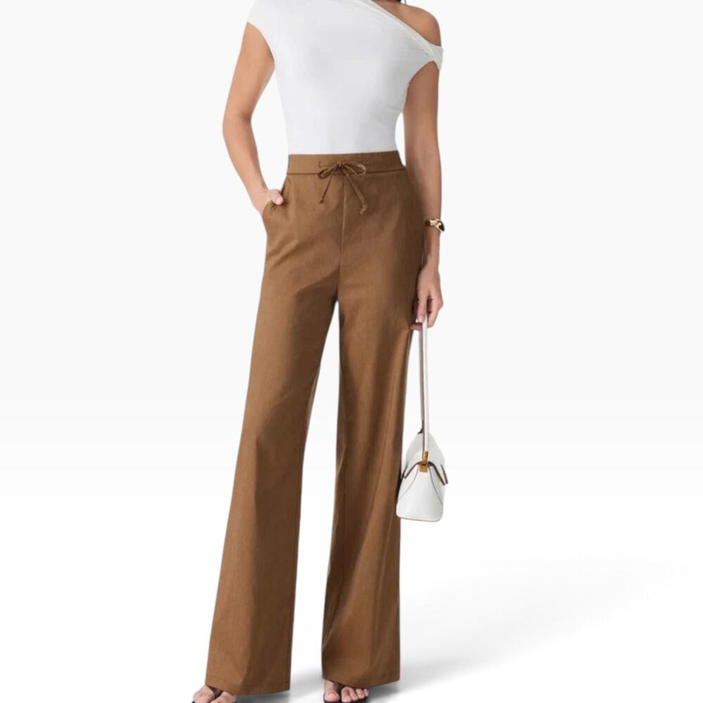 NWT OGL Drawstring Wide Leg Pant with Pockets Tree Brown Size Medium